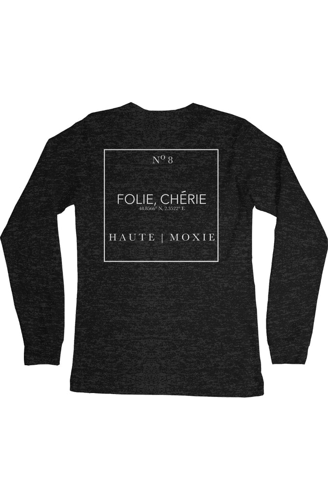 DELUXE MOXIE LONG SLEEVE TEE BLACK HEATHER