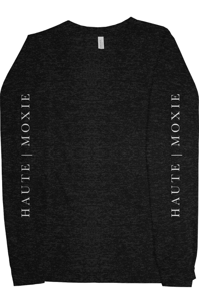 DELUXE MOXIE LONG SLEEVE TEE BLACK HEATHER