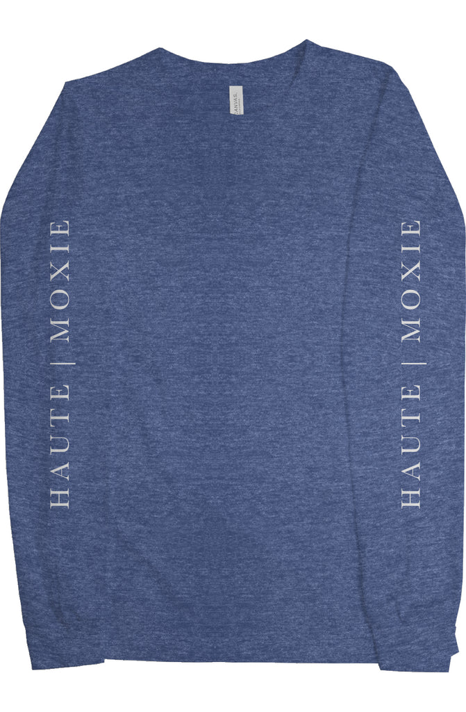 DELUXE MOXIE LONG SLEEVE TEE HEATHER ROYAL BLUE