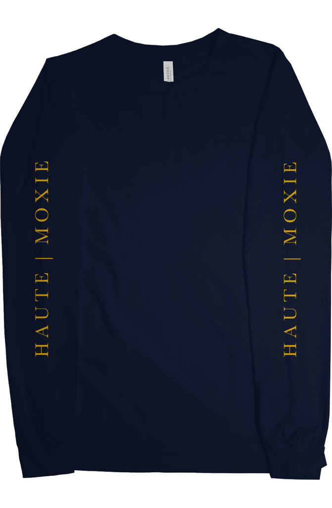 DELUXE MOXIE LONG SLEEVE TEE HEATHER NAVY & GOLD