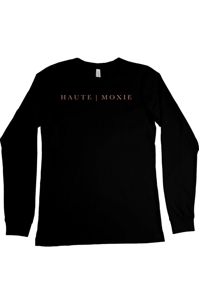 DELUXE MOXIE LONG SLEEVE TEE HEATHER BLACK & SOFT PINK