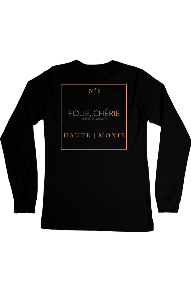 DELUXE MOXIE LONG SLEEVE TEE HEATHER BLACK & SOFT PINK