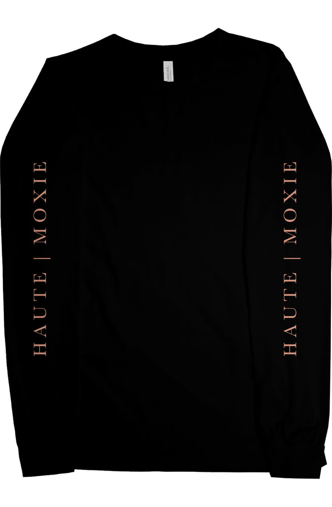 DELUXE MOXIE LONG SLEEVE TEE HEATHER BLACK & SOFT PINK