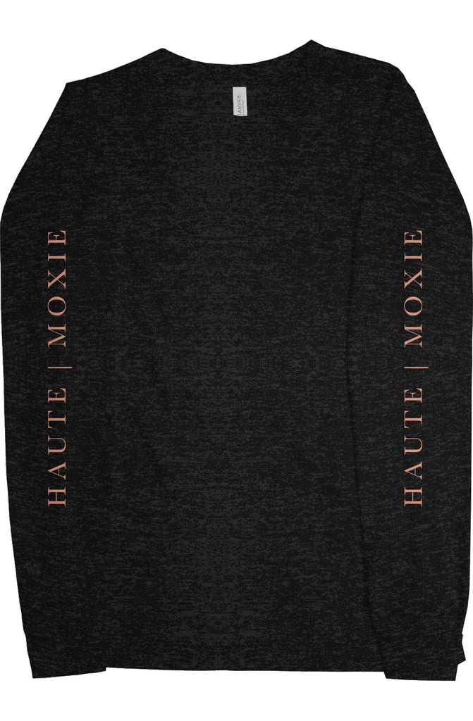 DELUXE MOXIE LONG SLEEVE TEE HEATHER BLACK & PINK