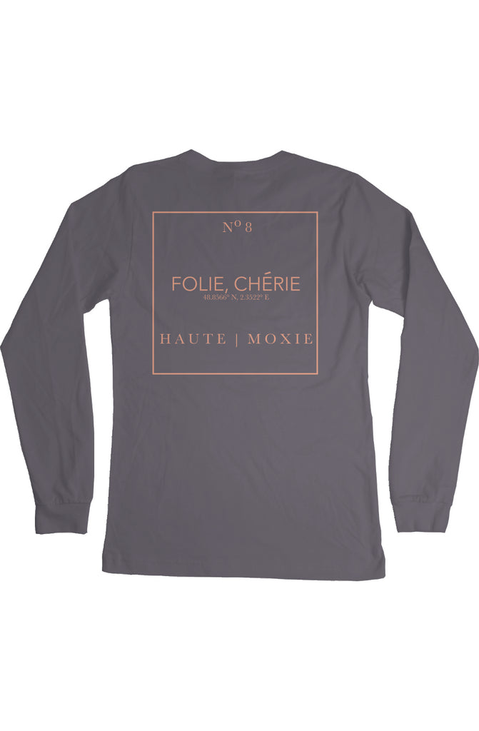 DELUXE MOXIE LONG SLEEVE TEE ASPHALT & SOFT PINK